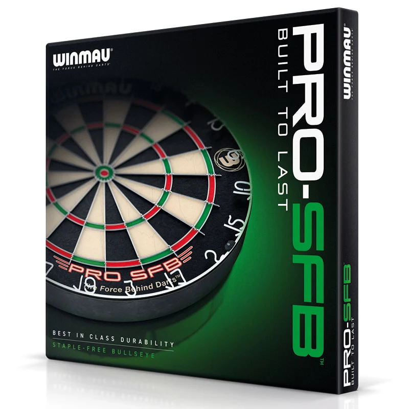 WINMAU PRO SFB Bristle Dart Board + Formula Walnut Cabinet + Darts - Image 5