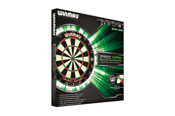 Winmau PRO SFB Dart Board + Welcome to the Man Cave Dartboard Cabinet + Darts - Image 3