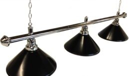 Pool Snooker Billiard Table Lighting - Chrome Light (3 x Black Shades) 61 Inch