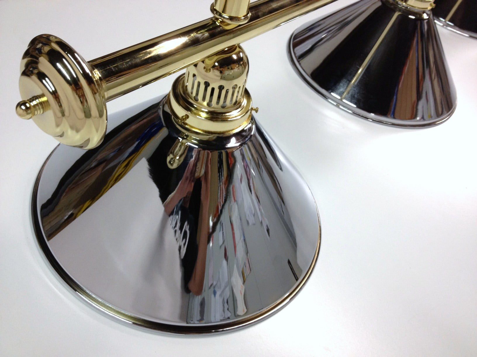 Brass Light (3 x Chrome Shades) 61 Inch
