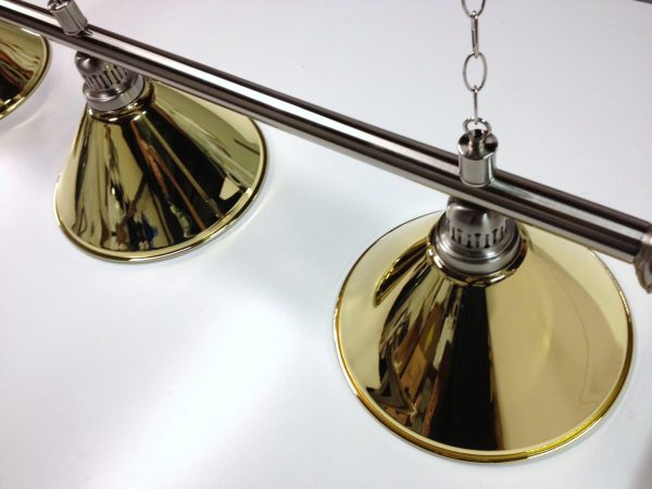 Brushed Stainless Light (3 x Brass Shades) 61 Inch