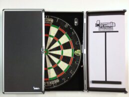 Dart Board Set Aluminium Dart Board Cabinet & TX290 Dart Board 6x Darts