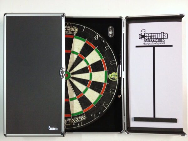 Dart Board Set Aluminium Dart Board Cabinet & TX290 Dart Board 6x Darts
