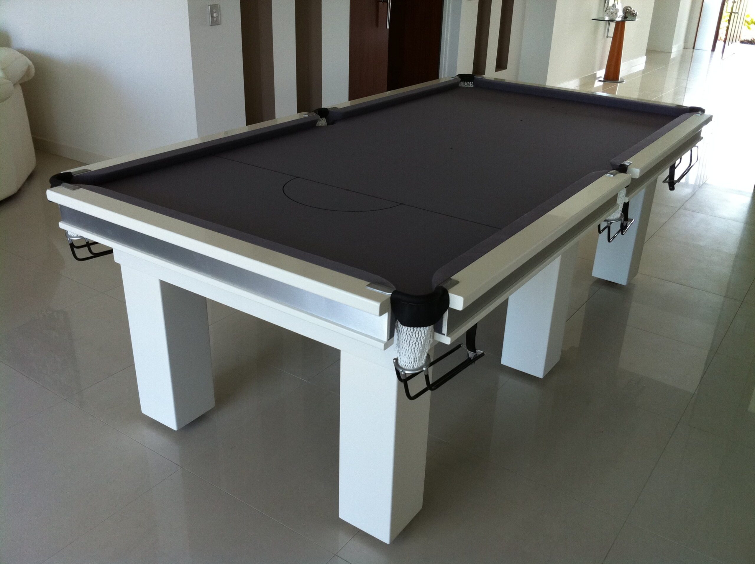 NPC Pool Table 8ft Classic White With Silver Felt and Square Legs 1 NPC Pool Table 8ft Classic White With Silver Felt and Square Legs
