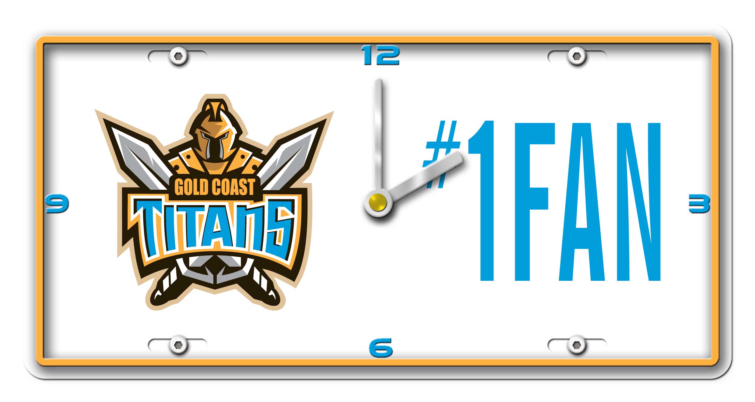 NRL GOLD COAST TITANS License Number 1 Fan Plate Metal Clock