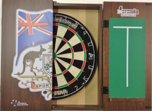 PRO STAR Dart Board Set SPORTS BAR COAT OF ARMS AUSTRALIA CABINET