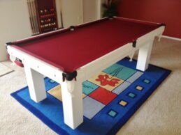 NPC Pool Table 7ft Slate Top White with Burgundy cloth