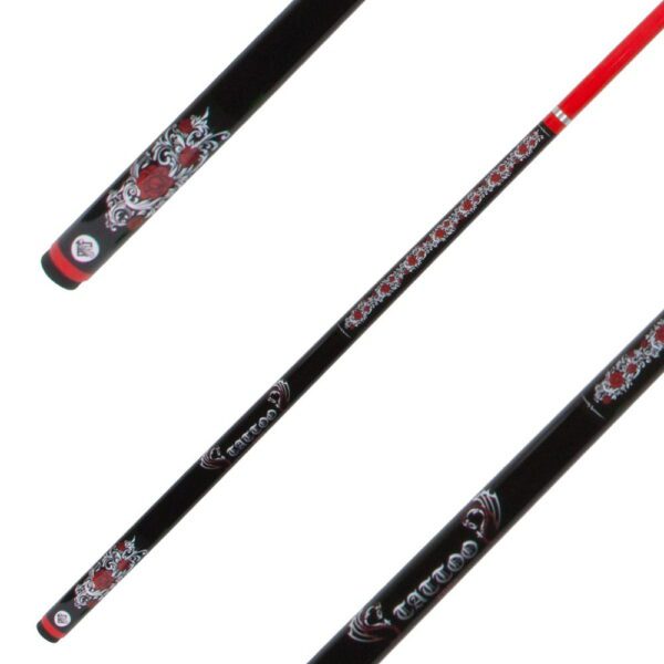 Rose Tattoo Graphite Pool Snooker Billiard Cue Red and Black