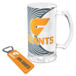 Greater Western Giants AFL 500ml Glass Stein and Magnetic Bottle Opener GIFT PACK
