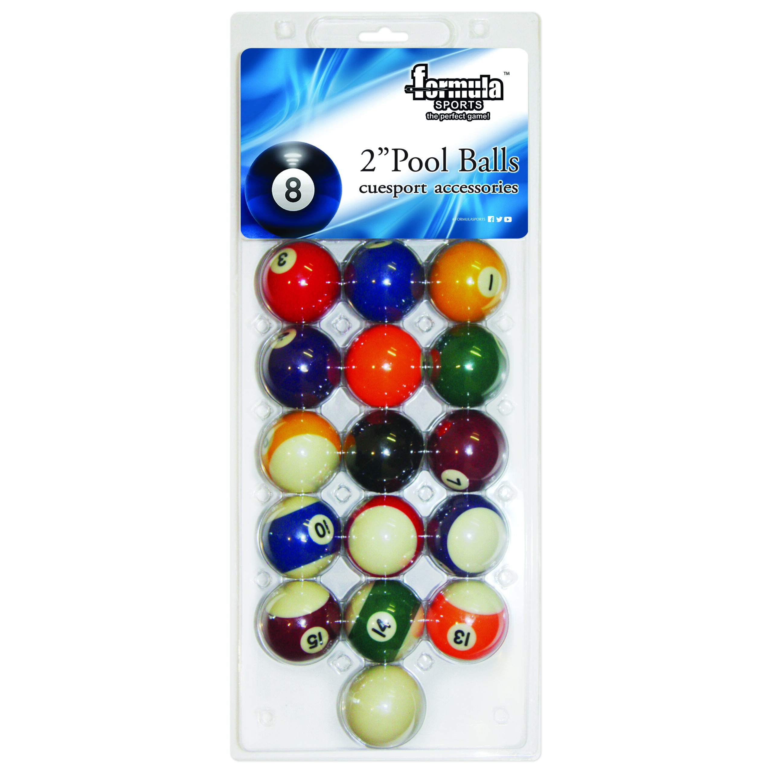 Pack of Recreational Kelly Pool Table Balls 2" inch Numbered