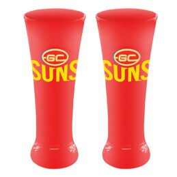 Gold Coast Suns AFL Coloured Beer Drink Schooner Skol Glasses Set