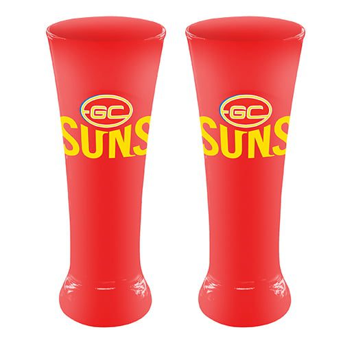 Gold Coast Suns AFL Coloured Beer Drink Schooner Skol Glasses Set