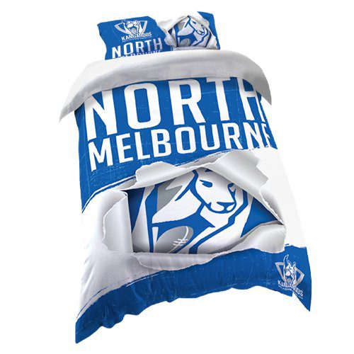 North Melbourne Kangaroos AFL SINGLE Bed Quilt Doona Duvet Cover & Pillow Case Set *NEW*