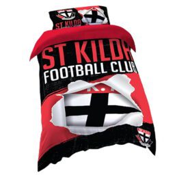St Kilda Saints AFL SINGLE Bed Quilt Doona Duvet Cover & Pillow Case Set *NEW*