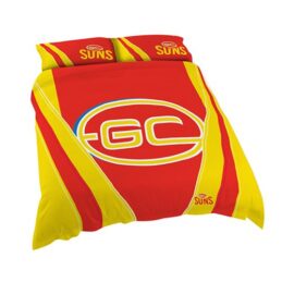 Gold Coast Suns AFL KING Bed Quilt Doona Duvet Cover & Pillow Cases Set *NEW*