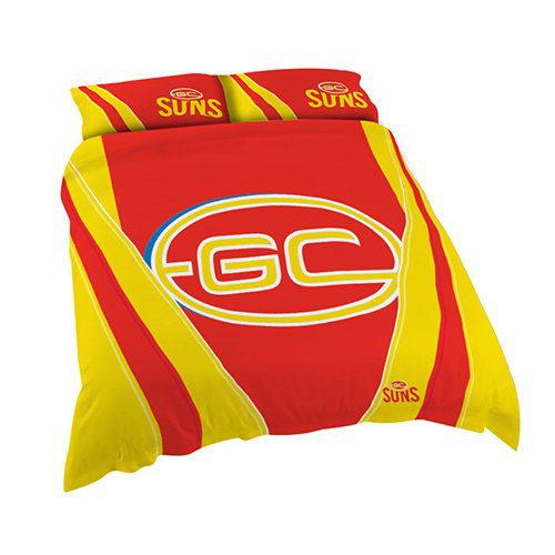 Gold Coast Suns AFL KING Bed Quilt Doona Duvet Cover & Pillow Cases Set *NEW*
