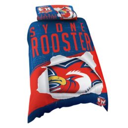 Sydney Roosters NRL SINGLE Bed Quilt Doona Duvet Cover & Pillow Case Set *NEW*