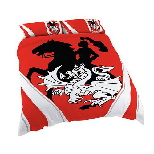 St George Illawarra Dragons NRL KING Bed Quilt Doona Duvet Cover & Pillow Cases Set *NEW*