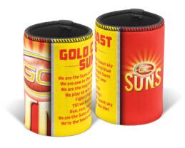 Gold Coast Suns AFL TEAM SONG Beer Can Bottle Cooler Stubby Holder Cosy
