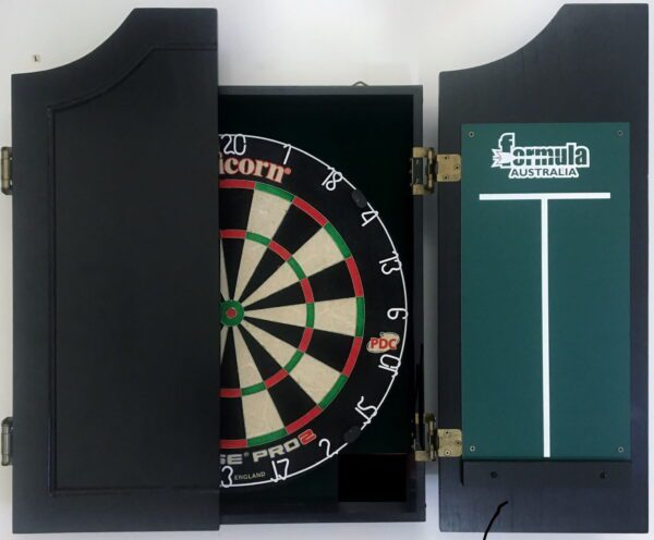 Unicorn Eclipse Pro 2 Dart Board and TIMBER Black Solid Wooden Cabinet 6 Darts