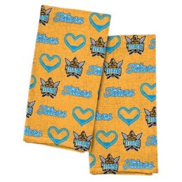 Gold Coast Titans NRL Tea Towel Set of 2 hand Towels Kitchen or Bath Room