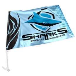 Cronulla Sharks NRL Clip on Window CAR Flag includes Pole