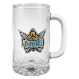 NRL Gold Coast Titans 500ml Glass Stein METAL BADGE