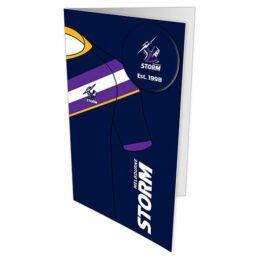 Melbourne Storm NRL Greeting Card with Badge Birthday Christmas Mothers day Fathers Day