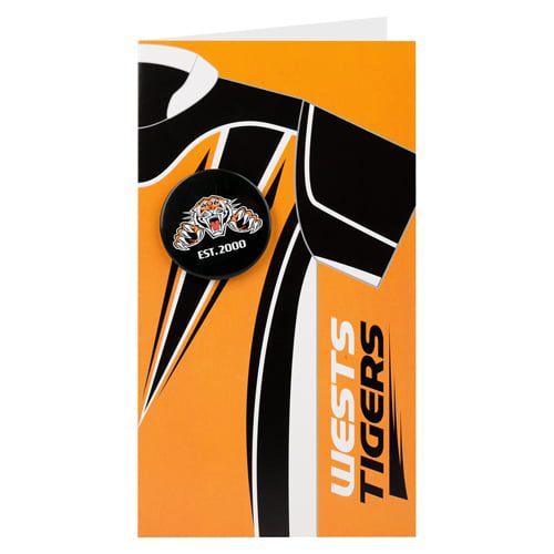 Wests Tigers NRL GIFT Card with Badge (Birthday, Christmas, Mothers day, Fathers Day)