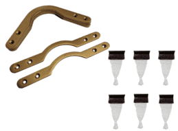 Pool Snooker Billiard Table Brown Nylon Pockets + Leatherette Nets + GOLD Brackets Repair Kit