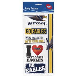 West Coast Eagles AFL Temporary TATTOO Sheet