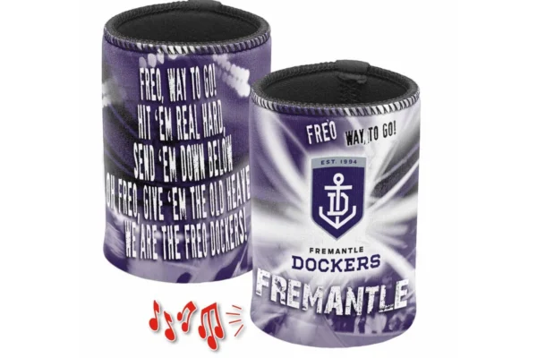 Fremantle Dockers Freo AFL Team Song MUSICAL Can Cooler Stubby Holder
