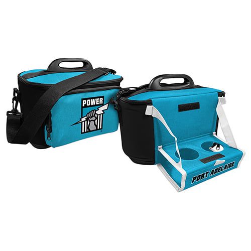 Adelaide Port Power AFL Lunch Cooler Bag With Drink Tray Table