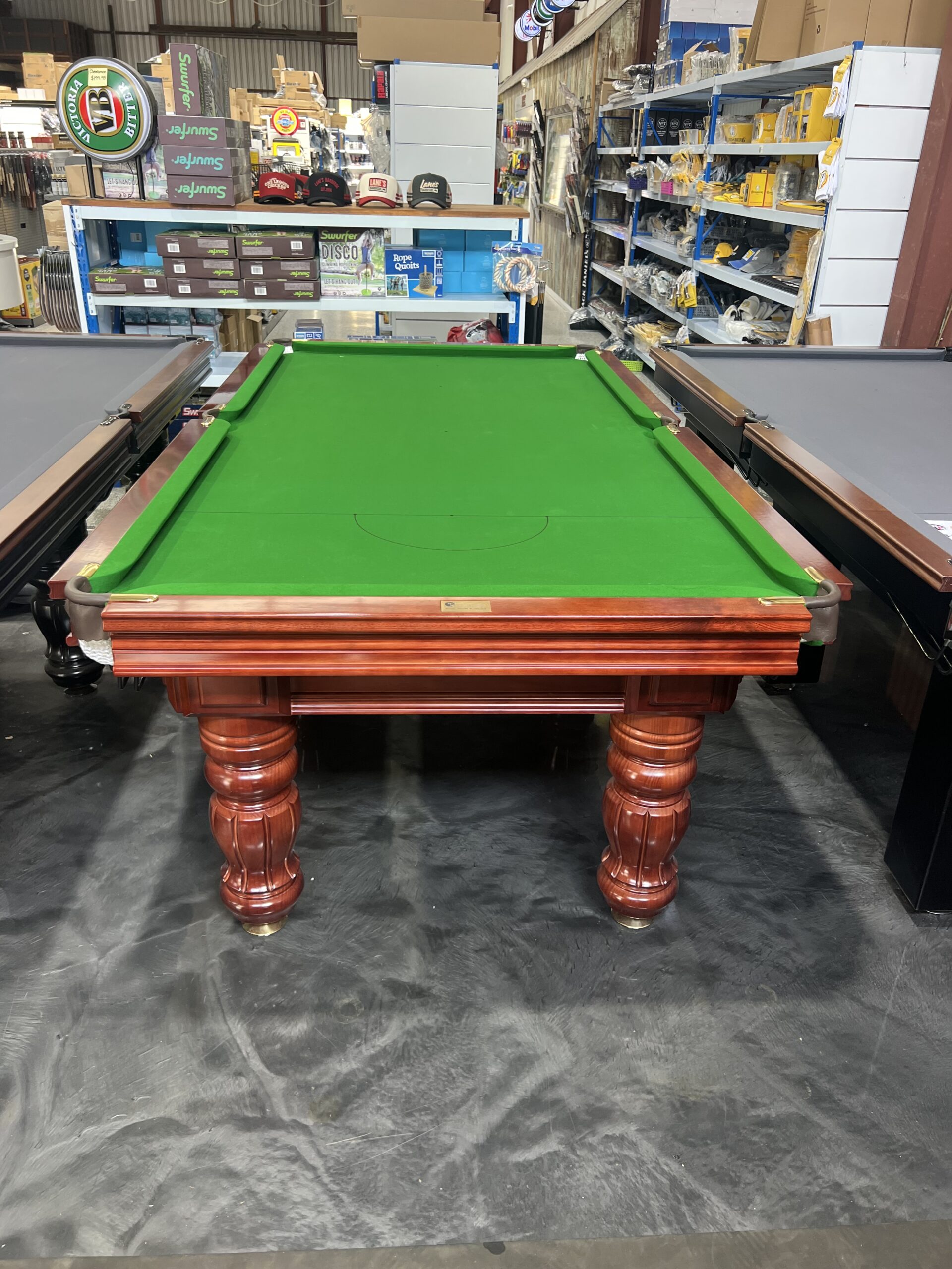NPC Pool Table 8ft Royal DELUXE Mahogany & Brass with Green Felt 5 NPC Pool Table 8ft Royal DELUXE Mahogany & Brass with Green Felt - Image 5