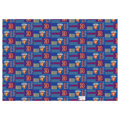 Brisbane Lions AFL Gift Wrapping Paper School Book Covering