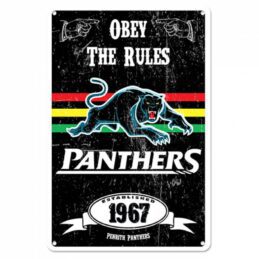 Penrith Panthers NRL Retro Tin Wall Sign Obey The Rules