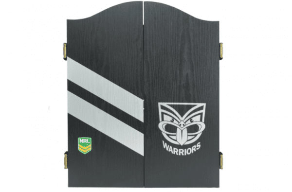 New Zealand NZ Warriors NRL Dart Board and Cabinet Set - Image 2