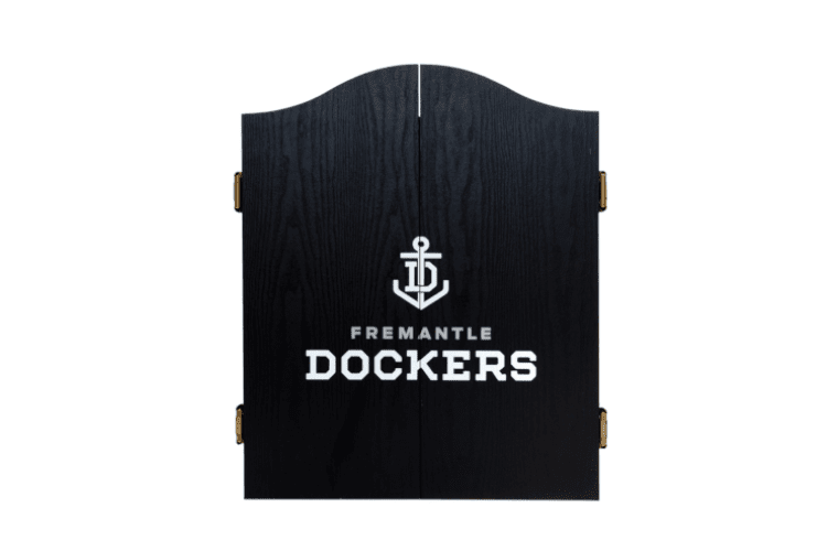 Fremantle Dockers Freo AFL Dart Board and Cabinet Set 2 Fremantle Dockers Freo AFL Dart Board and Cabinet Set - Image 2
