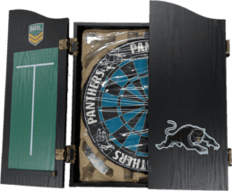 Penrith Panthers NRL Dart Board and Cabinet Set