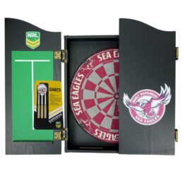 Manly Warringah Sea Eagles NRL Dart Board & Cabinet Set
