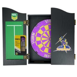 Melbourne Storm NRL Dart Board & Cabinet Set