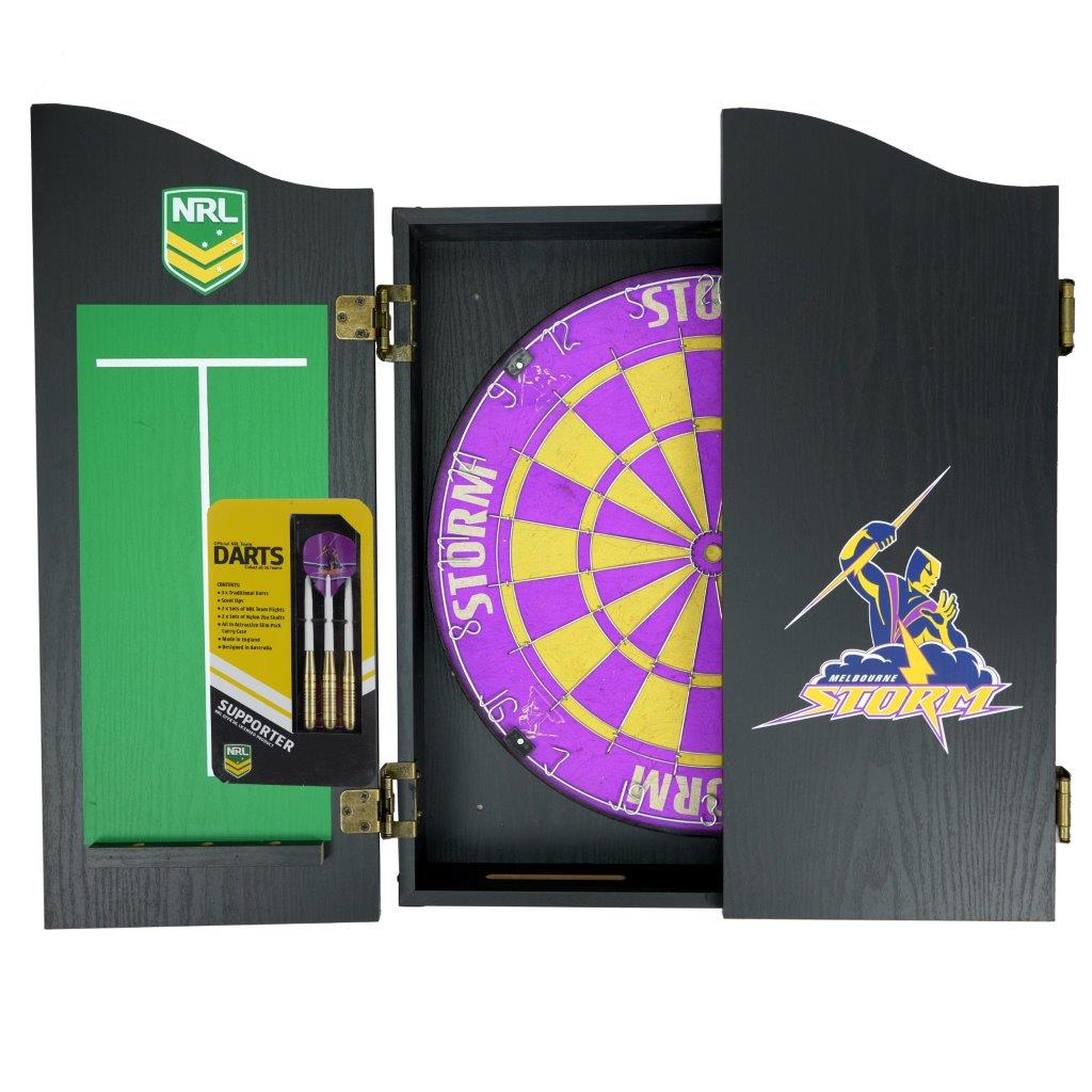 Melbourne Storm NRL Dart Board & Cabinet Set
