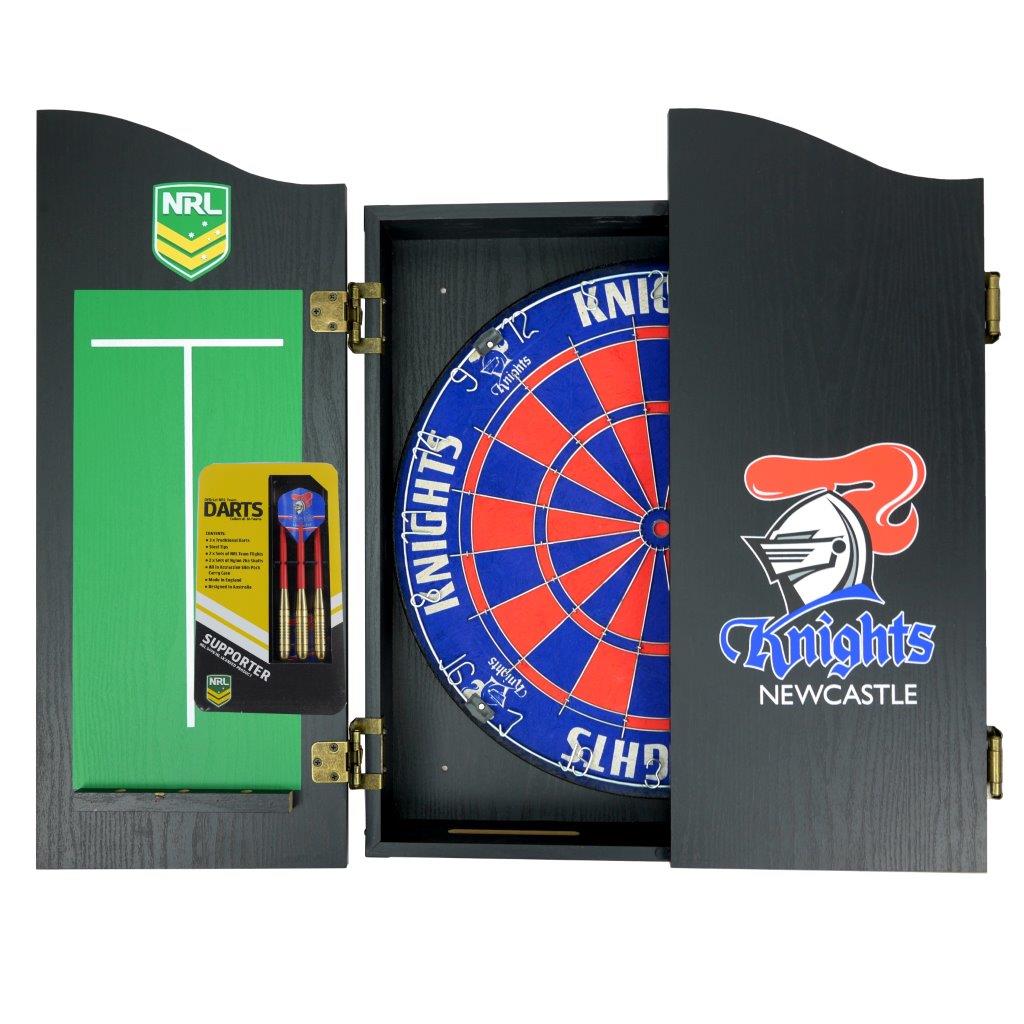 Newcastle Knights NRL Dart Board & Cabinet Set