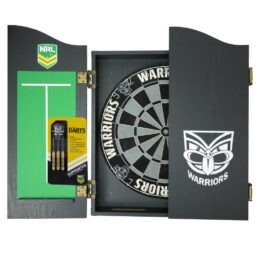 New Zealand NZ Warriors NRL Dart Board & Cabinet Set
