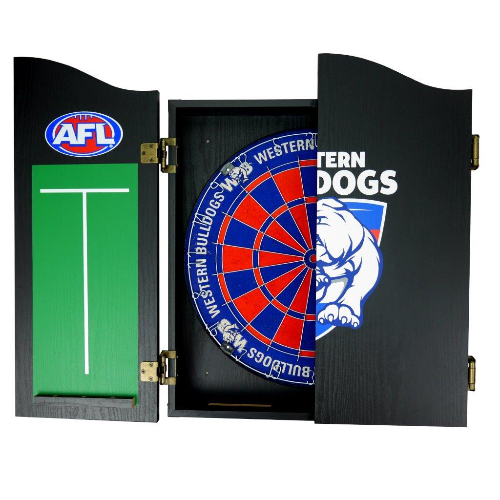 Western Bulldogs AFL Dart Board and Cabinet Set 1 Western Bulldogs AFL Dart Board & Cabinet Set