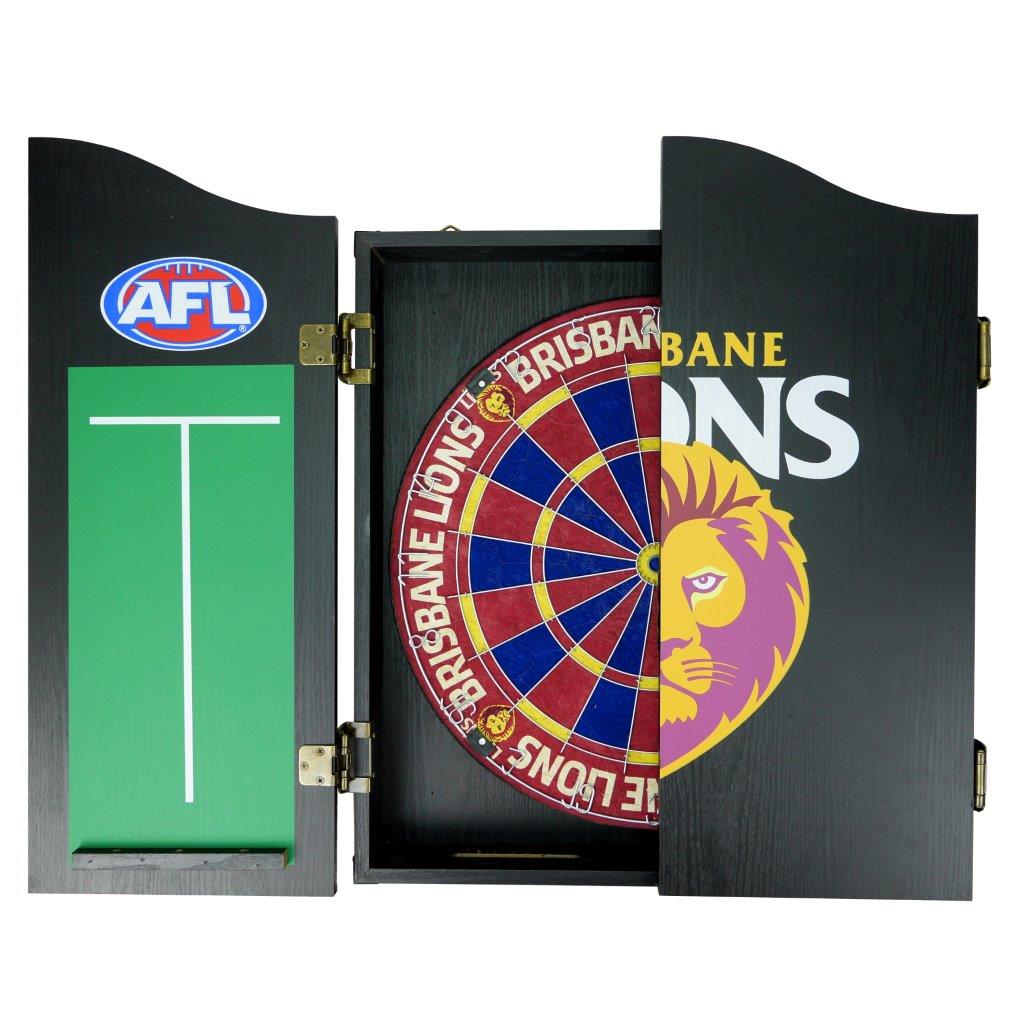 Brisbane Lions AFL Dart Board & Cabinet Set