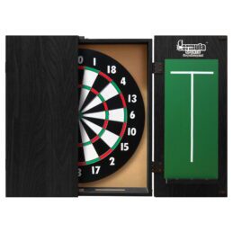 Formula Sports Dart Board Game 15 inch and Black Ash Cabinet Set