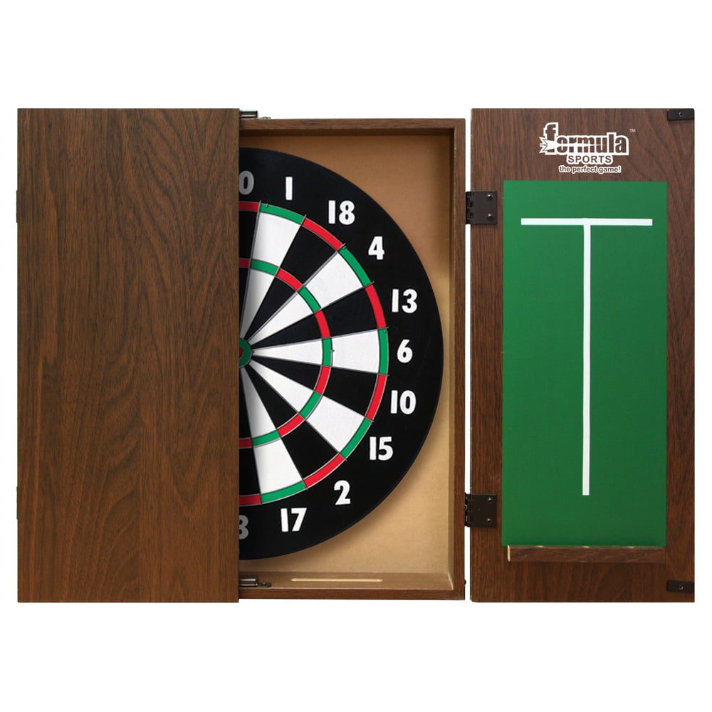 Formula Sports Dart Board Game 15 inch and Walnut Cabinet Set 1 Formula Sports Dart Board Game 15 inch and Walnut Cabinet Set