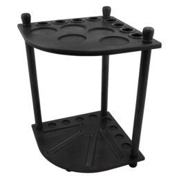 Pool Snooker Billiard Table Corner Cue Stand Rack Drink Ball Holder Black