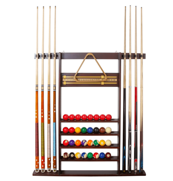 Walnut Pool Snooker Billiard Cue Stick Rack Holder Unit For 8 Cues, Balls, Triangle, Snooker Scoreboard 4 Walnut Pool Snooker Billiard Cue Stick Rack Holder Unit For 8 Cues, Balls, Triangle, Snooker Scoreboard - Image 4